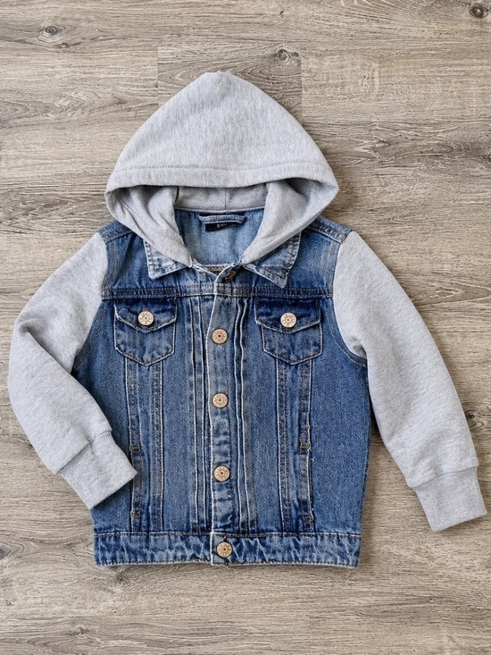 Little Bipsy Denim Jacket Hoodie Toddler Baby Blue Gray NWT 6-12 Month